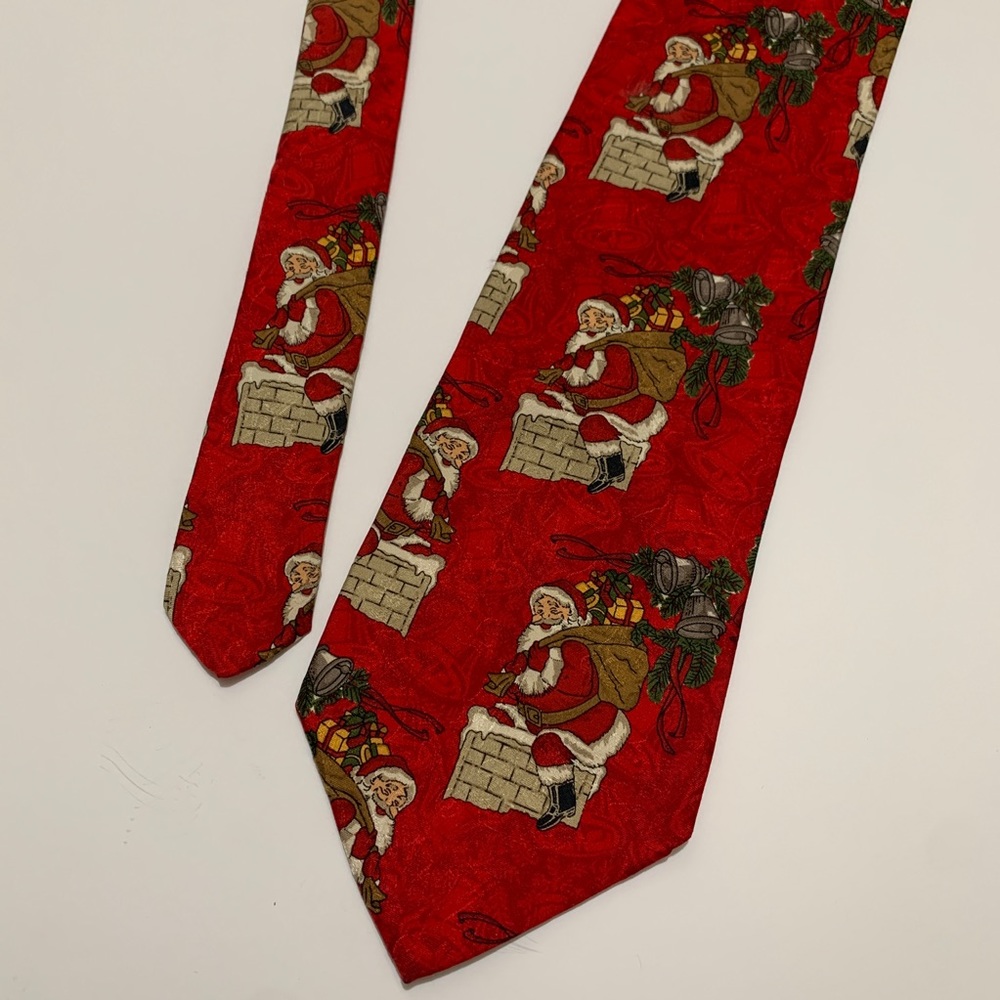 Robert Talbott Santa Claus silk tie Christmas red